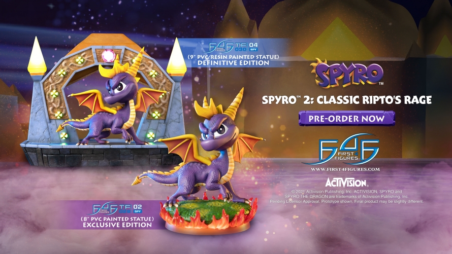 Spyro™ 2: Classic Ripto's Rage PVC and Artisans Green Crystal Dragon Mini Metal Statue Launch
