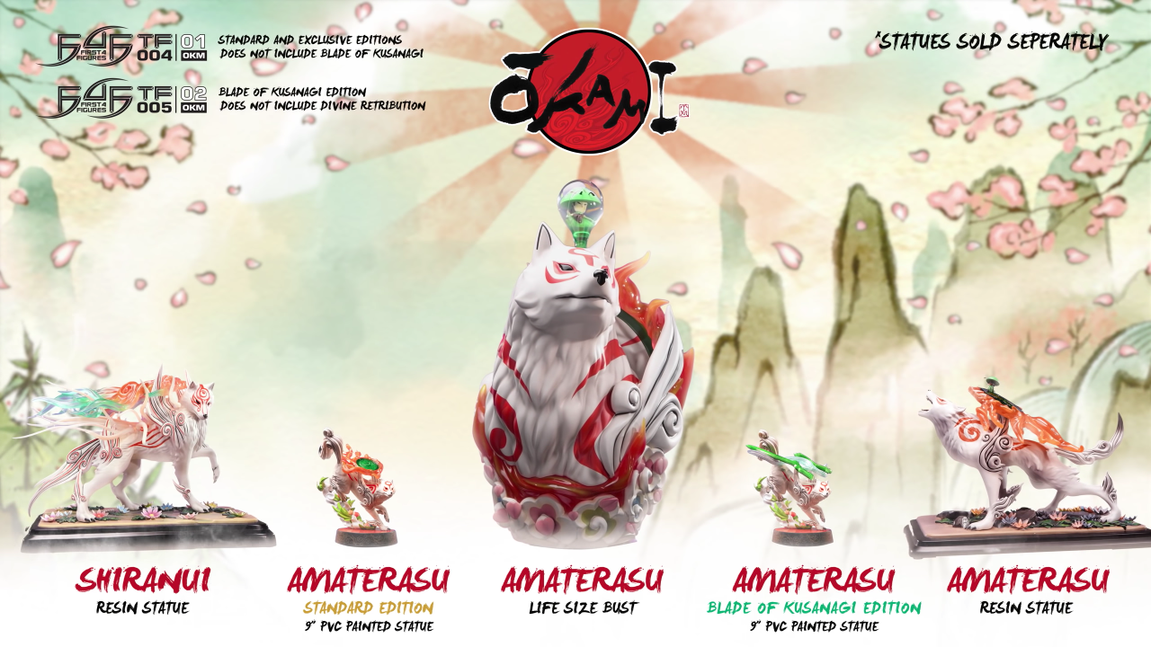 first 4 figures okami amaterasu statue