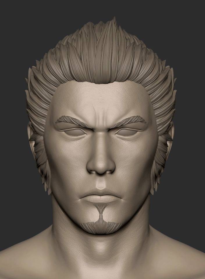 3D render of Kazuma Kiryu's head