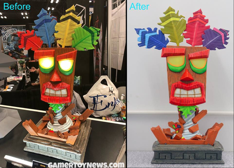 Aku Aku Mask (Life-Sized Replica) Before and After